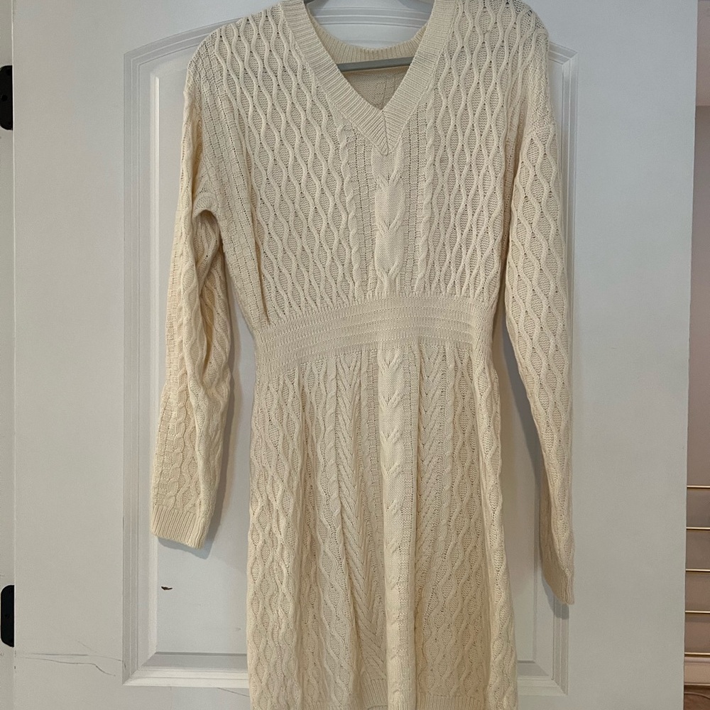 Cableknit sweater dress